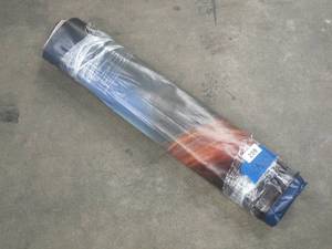 lot 289 image: 8 x 15 9 oz. Black Vinyl Tarp w Advertisement W GROMMETS Reused Billboard  9 mil Lightweight Heavy Duty - A Grade