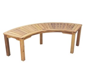 lot 302 image: NEW Patio Wise Acacia Wood Curved Fire Pit Bench