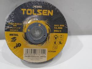 lot 325 image: NEW 5 Pack of Tolsen Depressed Center Wheel, 76302, 115x6.0x22MM Grinding Wheels
