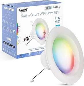 lot 338 image: Feit Electric Smart 6 Inch Recessed Light, Works with Alexa or Google Assistant, 75W Equiv, 2.4GHz WiFi Color Changing and Tunable White, Dimmable, No Hub Needed, RGBW WiFi Downlight, LEDR6RGBWAG