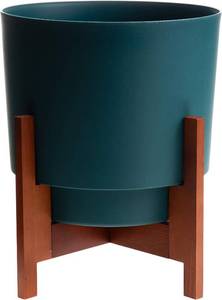 lot 357 image: NEW Bloem Hopson 10 Charleston Green Planter WWood Stand (HOP1053-W)