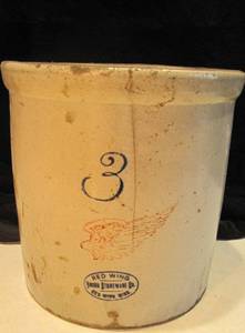3 Gallon Red Wing Crock has chips a...