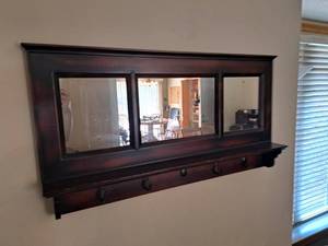 lot 50 image: Wood Framed Mirrored Coat Rack