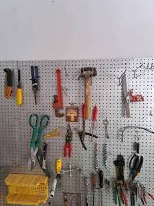 lot 73 image: Hand Tools - Pipe Wrench, Snips, Hammers, Square, Screwdrivers, Misc. Tools