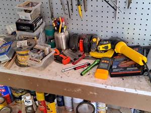 lot 76 image: Hand Tools and Hardware - Tape Measures, Flashlights, Fasteners