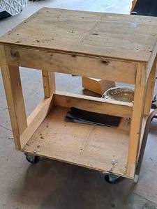 lot 134 image: Wood Rolling Utility Cart 2-tier