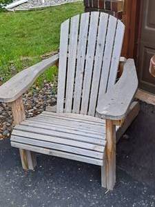 lot 16 image: Wood Reclining Adirondack Chair