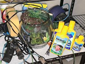 lot 300 image: Aquarium Accessories - Chemicals, Tubing, Dcor, Pump and more