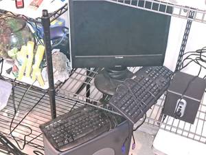 lot 301 image: Computer System - Tower Computer, ViewSonic Computer Monitor, Keyboards, Speakers