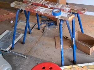 lot 225 image: Lot of (2) Folding Sawhorses