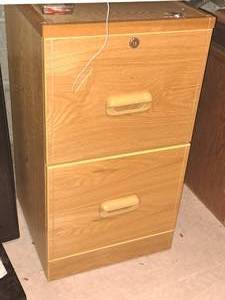 lot 329 image: Wooden File Cabinet 2-drawer with Keys