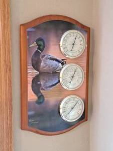lot 368 image: Decorative ThermometerHygrometerBarometer - Mallard Duck by Eric Dresser Signed