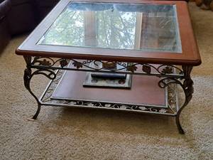 lot 59 image: Glass-TopWood Coffee Table