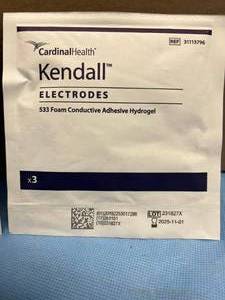 lot 38 image: 1 Case (Open Box) NEW Cardinal Health Kendall Electrodes 533 Foam Conductive Adhesive Hydrogel Expiration 1125 See Description & Pictures For Details