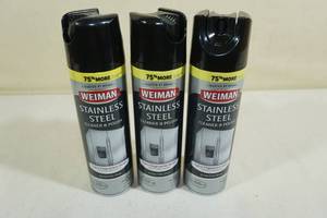 lot 96 image: 3 Weiman Stainless Steel Cleaner and Polish