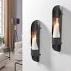 lot 82 image: Newport Black Cylinder Candle Sconces Set of 2 By Danya B