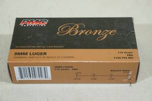 50 PMC Bronze 9mm Luger 115 Gr FMJ Ammo