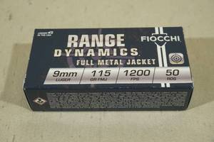 50 Fiocchi 9mm Luger 115 Gr FMJ Ammo