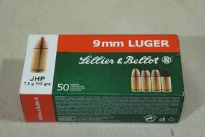 50 Sellier & Bellot 9mm Luger 115 Gr JHP Ammo