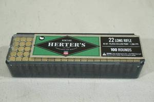 100 Herters 22 LR 40 Gr Plated HP Ammo