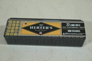 100 Herters 22 LR 40 Gr Plated RN Ammo