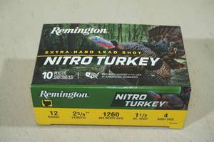 10 Remington Nitro Turkey 12 Gauge 2-34 4 Shot Shotshells