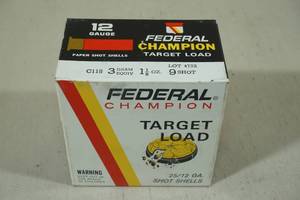 25 Federal Champion 12 Ga 2-34 9 Shot Shotshells