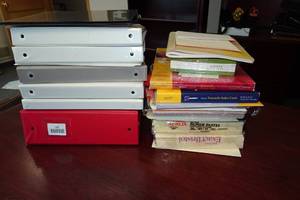 lot 202 image: Assorted Office Supplies -3 Ring Binders, Printer Paper, Post Cards
