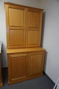 lot 384 image: Solid Wood Cabinet - Blueprint Drawers in Bottom