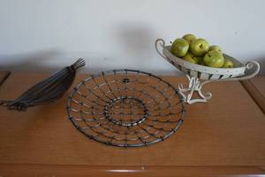 lot 400 image: 3 Metal Fruit Baskets with Artificial Fruit