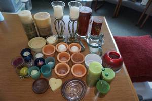 lot 403 image: Large Assortment Candle Holders and Candles