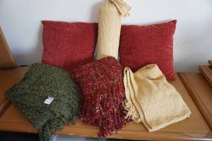lot 415 image: 3 Throw Pillows with 3 Throw Blankets