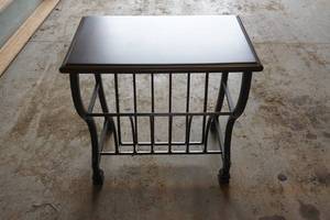 lot 149 image: Wood Top Metal Frame Side Table with Storage Underneath - 25x26x16