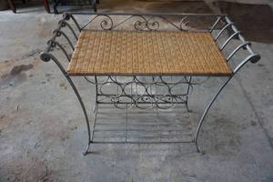 lot 147 image: Metal and Wicker Wine Rack - 33x32x13