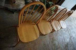 lot 161 image: 4 Wood Kitchen Table Chairs - 17x17x36 Seat Height 18