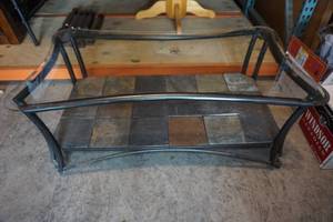 lot 158 image: Glass Top Coffee Table with Mosaic Tiles - 29x54x21