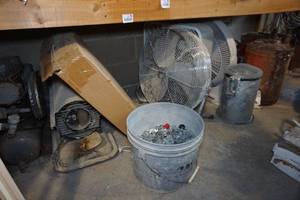 lot 223 image: Assorted Hardware -Fans, Heater, Air Compressor