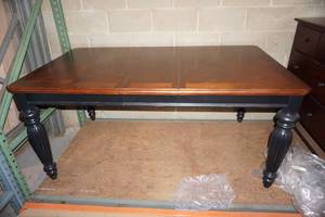 lot 601 image: Wood Kitchen Table with Leaf - 66x38x30