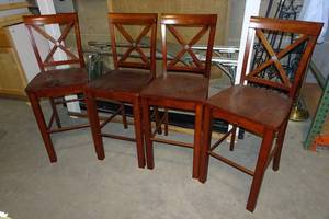 lot 127 image: 4 Wood Bar Stools - 17x17x42.5 Seat Height 26