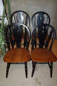 lot 130 image: 4 Wood Kitchen Dining Chairs - 19x17x36 Seat Height 17