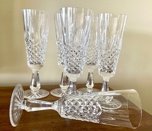 lot 27 image: Six Waterford Crystal Lismore Champagne Flutes