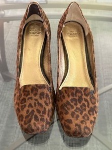 lot 35 image: Pair of Vintage Circa Joan and David Leopard Print Heels