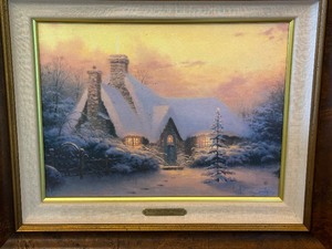 lot 18 image: Framed Thomas Kinkade Print The Christmas Tree Cottage