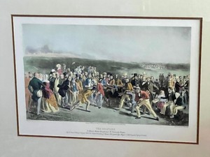 lot 20 image: Framed Vintage Print The Golfers by Charles Lees
