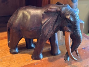 lot 51 image: Decorative Carved Wooden Elephant Figurine
