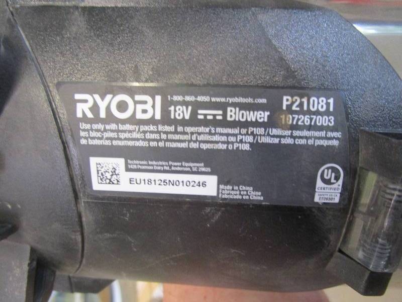 RYOBI ONE 18V 100 MPH 280 CFM Cordless Battery Variable-Speed Jet Fan Leaf Blower (Tool Only) (USED)