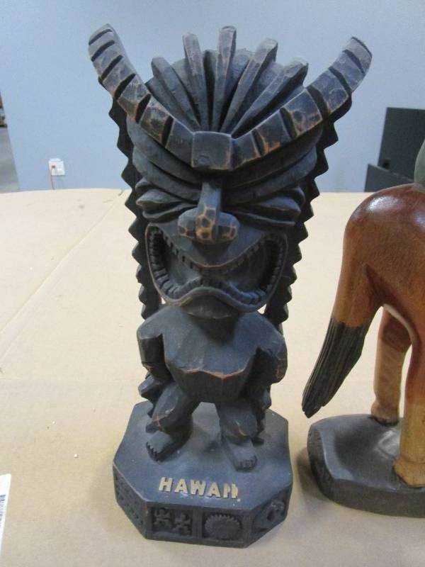 2 Wooden Carved Figures.  SOLD AS IS