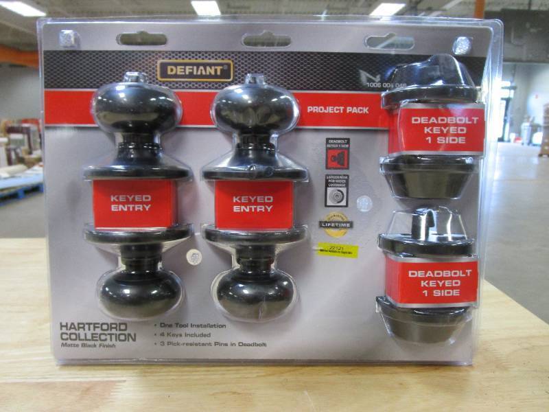 Defiant Hartford Matte Black Single Cylinder Keyed Entry Project Pack Combo Pack - NEW SOLD AS IS