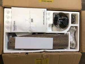 lot 37 image: Flint Garden 52 in. Indoor Antique Gold 3-Light Downrod Mount Chandelier Ceiling Fan with Crystal Light Kit and Remote Control Customer Returns See Pictures