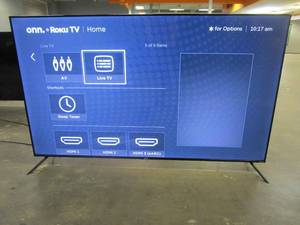 lot 835 image: ONN. 75 Class 4K UHD (2160P) LED Frameless Roku Smart TV (100044717)